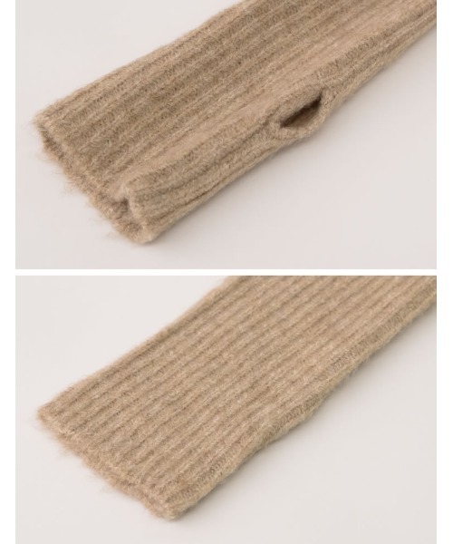 Re:EDIT（リエディ）の「[累計販売枚数1.75万枚突破！][新色追加][低身長サイズ有][サステナブル]指穴ボリュームスリーブ畦編みリブニットワンピース（ワンピース・レディース・チャコールグレー/ベージュ/ブルー/ブラック/イエロー/グレー/キャメル/ブラウン/ベージュ系その他/グレー系その他・LARGE/MEDIUM/SHORT）」の12枚目の写真