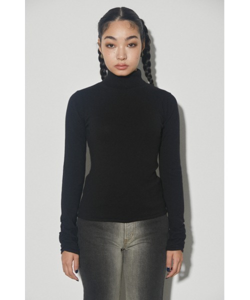 LAGUA GEM（ラグアジェム）の「GATHER TURTLENECK KNIT タートルネックニット（ニット/セーター・レディース・ブルー/ブラック/グレー・FREE）」の4枚目の写真