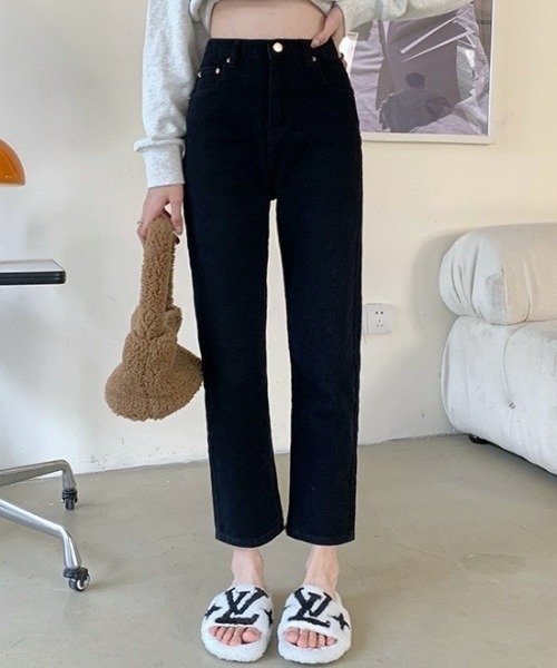 LAC-VERT(ラック・ヴェール)の「【ストレッチ◎】クロップドデニムパンツ(デニムパンツ・レディース・ネイビー/ホワイト/ダークブラウン/ブラック/ブルー・M/L)」の10枚目の写真