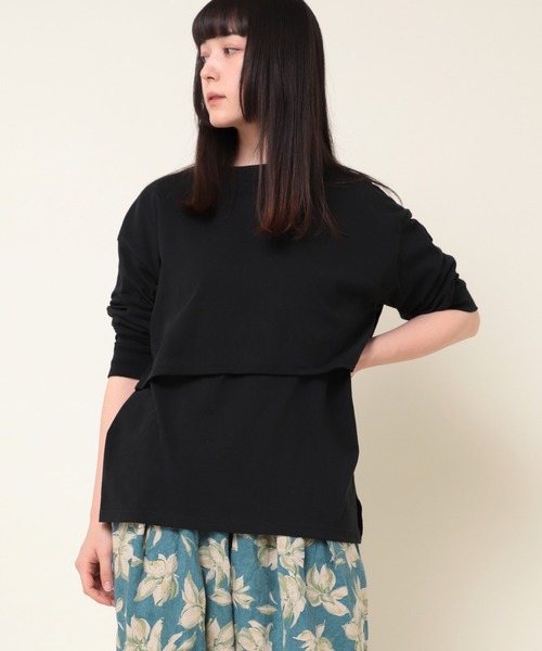 RNA-N(アールエヌエーエヌ)の「M1991 OE天竺レイヤードデザインカットソー(Tシャツ/カットソー・レディース・ブラック/オフホワイト/イエロー・MEDIUM)」の1枚目の写真