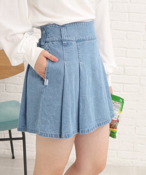 PINK-latte（ピンクラテ）の「大人っぽ韓国風♪タックミニスカート（スカート・キッズ・ライトグレー/ライトベージュ/ブルー系8・14/15 /16）」の3枚目の写真