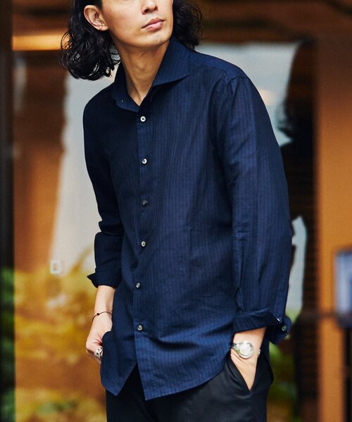 EDIFICE（エディフィス）の「【Herdmans / ハードマンズ】 コットン リネン カッタウェイ シャツ（シャツ/ブラウス・メンズ・チャコールグレー/ホワイト/ブラウン系その他/ベージュ系その他/ネイビー/ブルー系その他・SMALL/MEDIUM/LARGE/X-LARGE）」の5枚目の写真