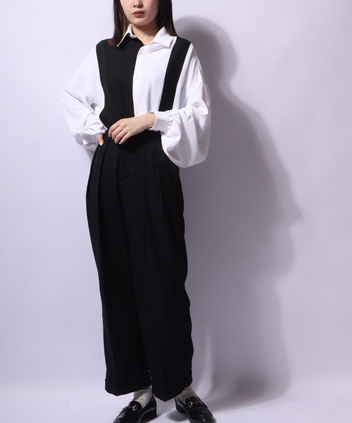 SUGGESTION(サジェッション)の「SUGGESTION ジョーゼットバルーンスリーブ切替シャツ(シャツ/ブラウス・メンズ・ホワイト/ホワイト系その他/ブラック系その他/ブラック・L/M)」の21枚目の写真