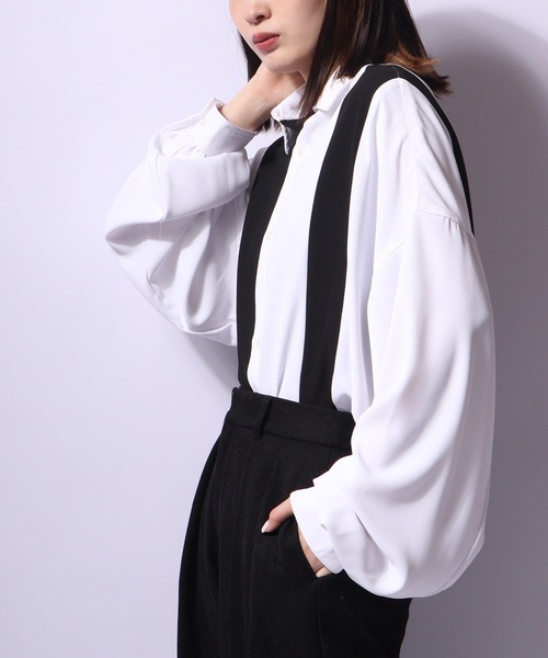 SUGGESTION(サジェッション)の「SUGGESTION ジョーゼットバルーンスリーブ切替シャツ(シャツ/ブラウス・メンズ・ホワイト/ホワイト系その他/ブラック系その他/ブラック・L/M)」の19枚目の写真