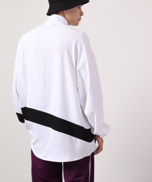 SUGGESTION(サジェッション)の「SUGGESTION ジョーゼットバルーンスリーブ切替シャツ(シャツ/ブラウス・メンズ・ホワイト/ホワイト系その他/ブラック系その他/ブラック・L/M)」の9枚目の写真