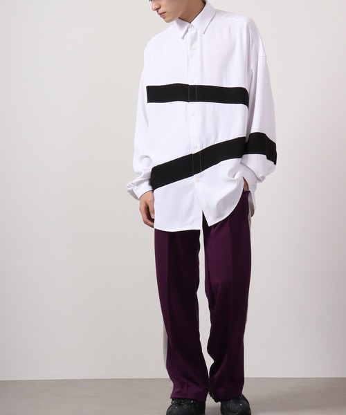 SUGGESTION(サジェッション)の「SUGGESTION ジョーゼットバルーンスリーブ切替シャツ(シャツ/ブラウス・メンズ・ホワイト/ホワイト系その他/ブラック系その他/ブラック・L/M)」の10枚目の写真