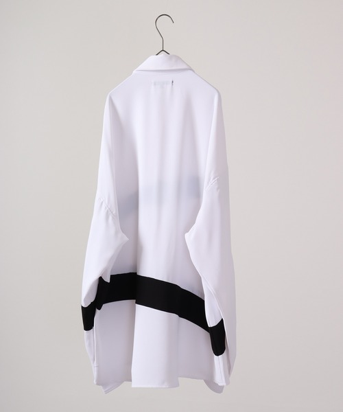 SUGGESTION(サジェッション)の「SUGGESTION ジョーゼットバルーンスリーブ切替シャツ(シャツ/ブラウス・メンズ・ホワイト/ホワイト系その他/ブラック系その他/ブラック・L/M)」の6枚目の写真