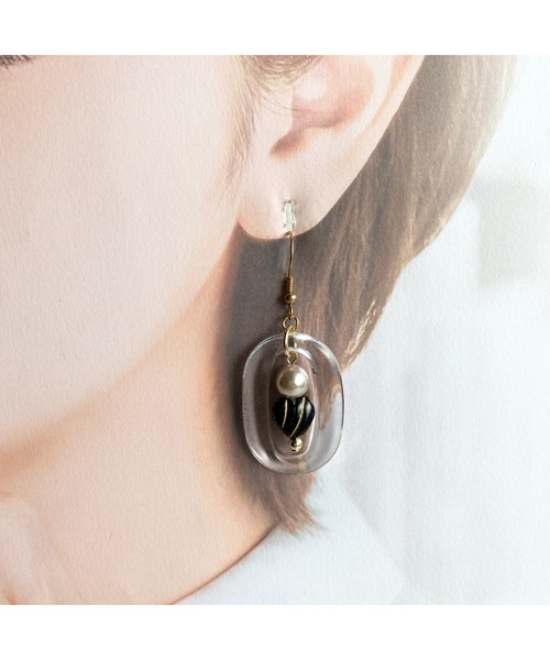 tone（トーン）の「【-lensa-】クリアとハートで大人可愛いピアス(MA)（ピアス（両耳用）・レディース・クリア・FREE）」の5枚目の写真