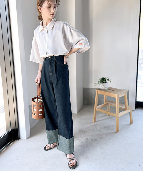 ms+ ideal（エムズプラスアイディール）の「《ms+ ideal》これ1本でお洒落上級見え。コットン100%ロールアップデニム（デニムパンツ・レディース・ブラック/ブルー/ワンウォッシュ・LARGE/SMALL/MEDIUM/X-LARGE）」の21枚目の写真