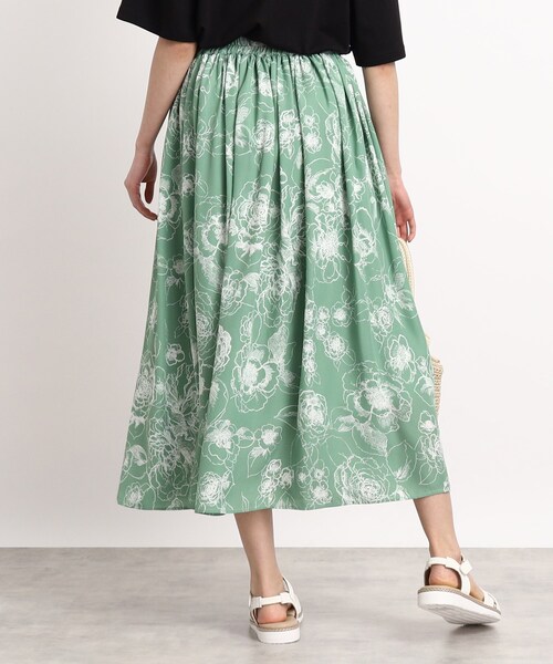 DRESKIP（ドレスキップ）の「◆線画フラワー柄ボリュームギャザースカート（スカート・レディース・ホワイト系3/ライトグリーン系/ネイビー系・02/03/04）」の12枚目の写真