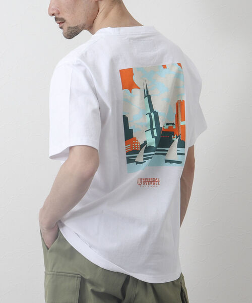 UNIVERSAL OVERALL(ユニバーサルオーバーオール)の「【UNIVERSAL OVERALL/ユニバーサル オーバーオール】別注WINDYCITY Tシャツ(Tシャツ/カットソー・メンズ・ホワイト/イエロー/ブルー/キナリ・M/L/XL)」の10枚目の写真