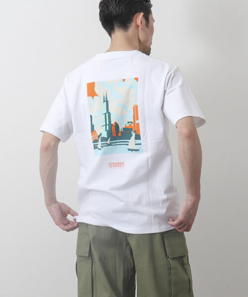 UNIVERSAL OVERALL(ユニバーサルオーバーオール)の「【UNIVERSAL OVERALL/ユニバーサル オーバーオール】別注WINDYCITY Tシャツ(Tシャツ/カットソー・メンズ・ホワイト/イエロー/ブルー/キナリ・M/L/XL)」の11枚目の写真