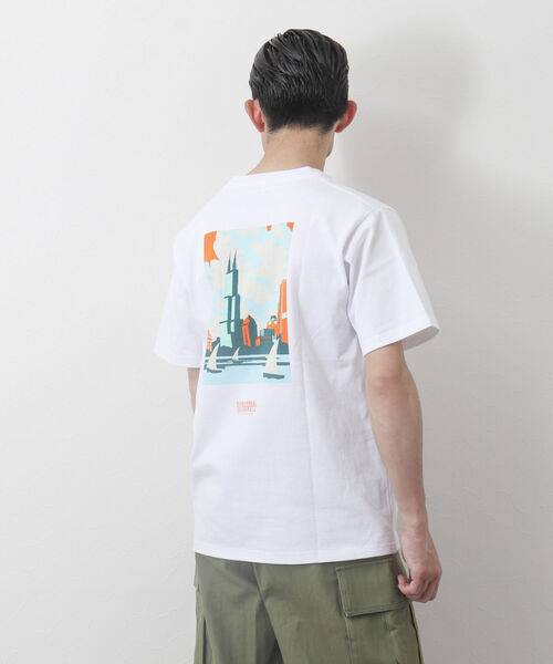 UNIVERSAL OVERALL(ユニバーサルオーバーオール)の「【UNIVERSAL OVERALL/ユニバーサル オーバーオール】別注WINDYCITY Tシャツ(Tシャツ/カットソー・メンズ・ホワイト/イエロー/ブルー/キナリ・M/L/XL)」の12枚目の写真