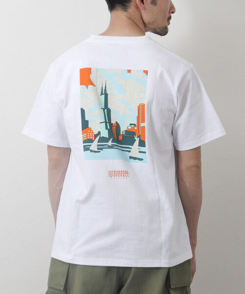 UNIVERSAL OVERALL(ユニバーサルオーバーオール)の「【UNIVERSAL OVERALL/ユニバーサル オーバーオール】別注WINDYCITY Tシャツ(Tシャツ/カットソー・メンズ・ホワイト/イエロー/ブルー/キナリ・M/L/XL)」の2枚目の写真