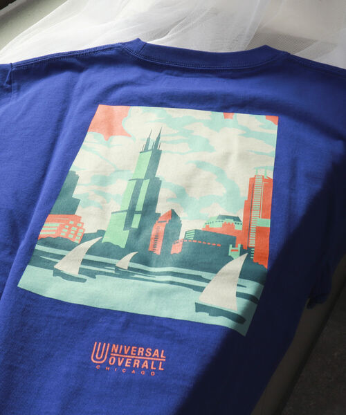 UNIVERSAL OVERALL(ユニバーサルオーバーオール)の「【UNIVERSAL OVERALL/ユニバーサル オーバーオール】別注WINDYCITY Tシャツ(Tシャツ/カットソー・メンズ・ホワイト/イエロー/ブルー/キナリ・M/L/XL)」の7枚目の写真