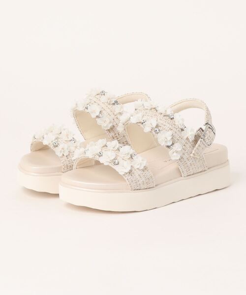 ANTEPRIMA（アンテプリマ）の「小花モチーフバックストラップサンダル（サンダル・レディース・ピンク/ホワイト/ライトベージュ/ブラック・S(22.5cm)/M(23.5cm)/L(24.5cm)）」の3枚目の写真