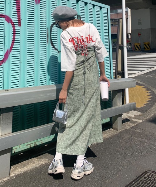 SHAGGIE(シャギー)の「【スリット入り】レオパードバックレースアップキャミロングワンピ(ワンピース・レディース・ブラック/レッド/ライトグリーン・FREE)」の9枚目の写真