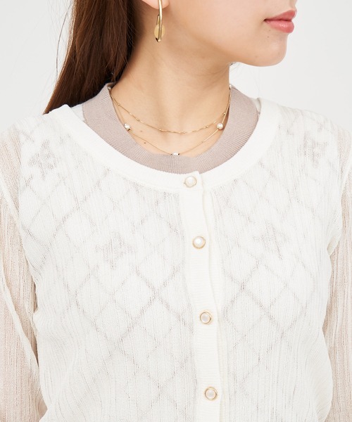 ROYAL PARTY(ロイヤルパーティー)の「ニットシアーカーディガン(カーディガン/ボレロ・レディース・ブラック/パープル/オフホワイト・FREE)」の6枚目の写真