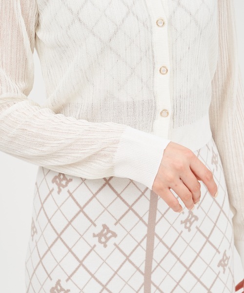 ROYAL PARTY(ロイヤルパーティー)の「ニットシアーカーディガン(カーディガン/ボレロ・レディース・ブラック/パープル/オフホワイト・FREE)」の5枚目の写真