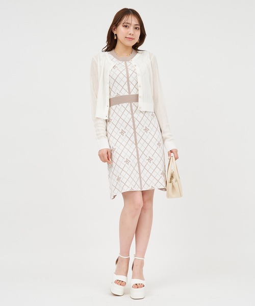 ROYAL PARTY(ロイヤルパーティー)の「ニットシアーカーディガン(カーディガン/ボレロ・レディース・ブラック/パープル/オフホワイト・FREE)」の8枚目の写真