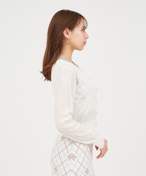 ROYAL PARTY(ロイヤルパーティー)の「ニットシアーカーディガン(カーディガン/ボレロ・レディース・ブラック/パープル/オフホワイト・FREE)」の7枚目の写真