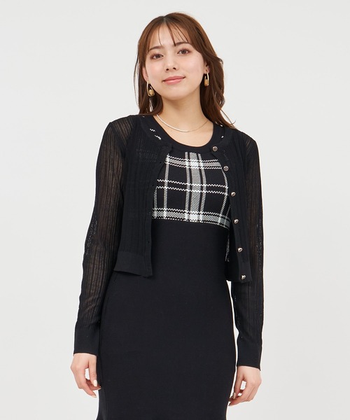 ROYAL PARTY(ロイヤルパーティー)の「ニットシアーカーディガン(カーディガン/ボレロ・レディース・ブラック/パープル/オフホワイト・FREE)」の20枚目の写真