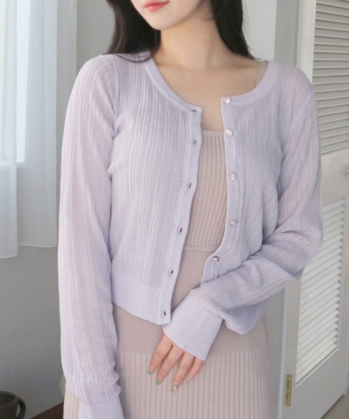 ROYAL PARTY(ロイヤルパーティー)の「ニットシアーカーディガン(カーディガン/ボレロ・レディース・ブラック/パープル/オフホワイト・FREE)」の17枚目の写真