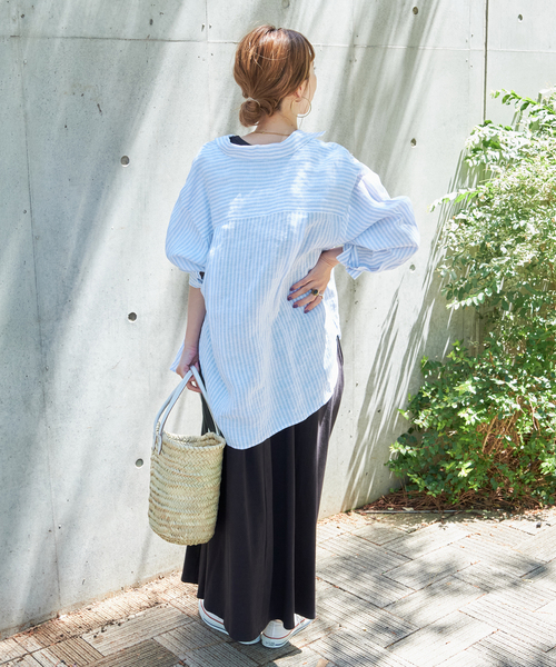 Bode Cobalt Mosaic リネン　シャツ OXFORD】コットンリネン セミワイドカラーシャツ（シャツ