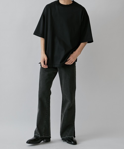 Lui's(ルイス)の「スリットセミフレアデニム(デニムパンツ・メンズ・ブラック/インディゴブルー/ライトブラック・28/30/32)」の20枚目の写真