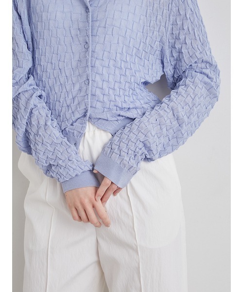 emmi(エミ)の「【emmi atelier】ブロックニットカーディガン(ニット/セーター・レディース・ライトブルー/ライトグレー/ブラック・FREE)」の13枚目の写真