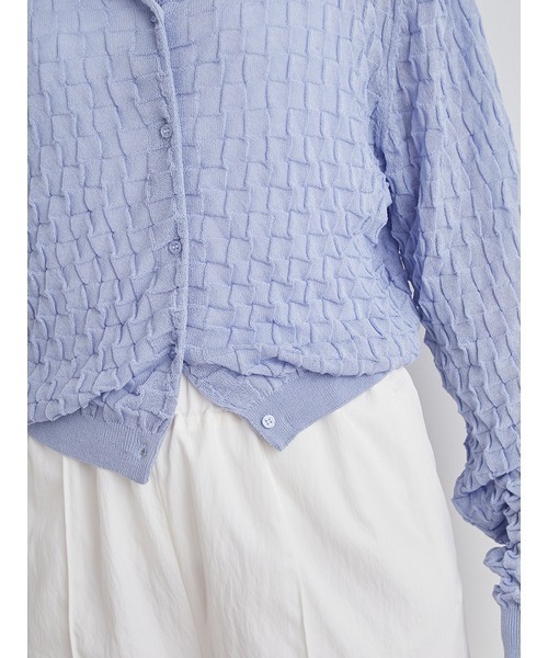 emmi(エミ)の「【emmi atelier】ブロックニットカーディガン(ニット/セーター・レディース・ライトブルー/ライトグレー/ブラック・FREE)」の14枚目の写真