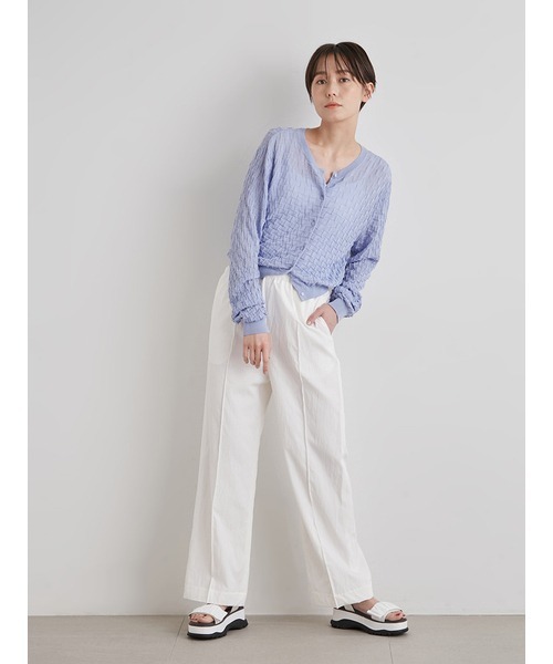 emmi(エミ)の「【emmi atelier】ブロックニットカーディガン(ニット/セーター・レディース・ライトブルー/ライトグレー/ブラック・FREE)」の7枚目の写真