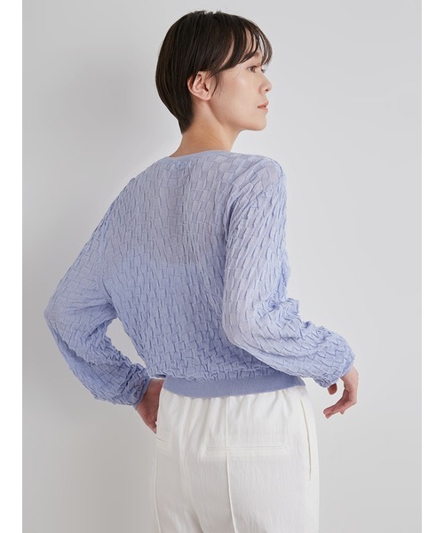 emmi(エミ)の「【emmi atelier】ブロックニットカーディガン(ニット/セーター・レディース・ライトブルー/ライトグレー/ブラック・FREE)」の8枚目の写真