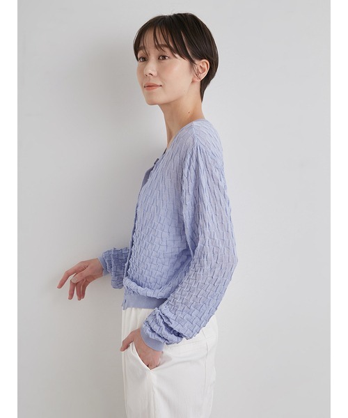 emmi(エミ)の「【emmi atelier】ブロックニットカーディガン(ニット/セーター・レディース・ライトブルー/ライトグレー/ブラック・FREE)」の9枚目の写真