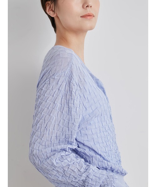 emmi(エミ)の「【emmi atelier】ブロックニットカーディガン(ニット/セーター・レディース・ライトブルー/ライトグレー/ブラック・FREE)」の12枚目の写真