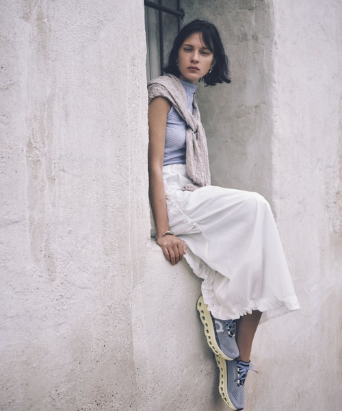 emmi(エミ)の「【emmi atelier】ブロックニットカーディガン(ニット/セーター・レディース・ライトブルー/ライトグレー/ブラック・FREE)」の4枚目の写真