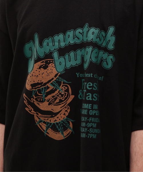 MANASTASH（マナスタッシュ）の「MANASTASH/マナスタッシュ/burgers tee/バーガーTシャツ（Tシャツ/カットソー・メンズ・ホワイト/ブラック・M/L/XL）」の4枚目の写真