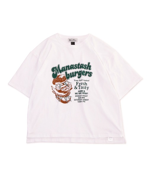 MANASTASH（マナスタッシュ）の「MANASTASH/マナスタッシュ/burgers tee/バーガーTシャツ（Tシャツ/カットソー・メンズ・ホワイト/ブラック・M/L/XL）」の6枚目の写真