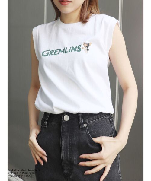 MURUA（ムルーア）の「【GREMLiNS】ロゴプリントタンク（タンクトップ・レディース・ホワイト/ブラック・FREE）」の2枚目の写真