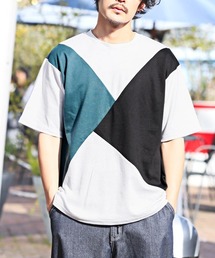 ポンチ切替半袖ビッグTシャツ