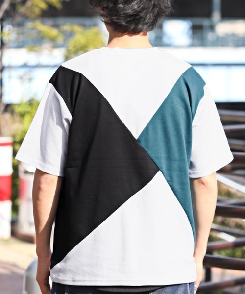 LUXSTYLE(ラグスタイル)の「ポンチ切替半袖ビッグTシャツ(Tシャツ/カットソー・メンズ・C/A・M/L)」の3枚目の写真