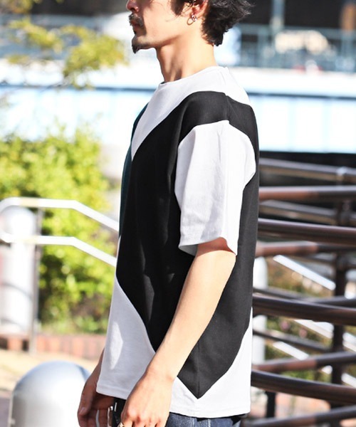 LUXSTYLE(ラグスタイル)の「ポンチ切替半袖ビッグTシャツ(Tシャツ/カットソー・メンズ・C/A・M/L)」の4枚目の写真