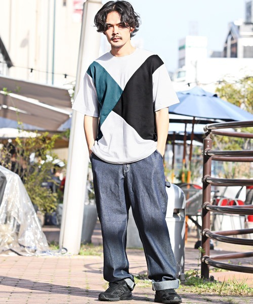 LUXSTYLE(ラグスタイル)の「ポンチ切替半袖ビッグTシャツ(Tシャツ/カットソー・メンズ・C/A・M/L)」の5枚目の写真