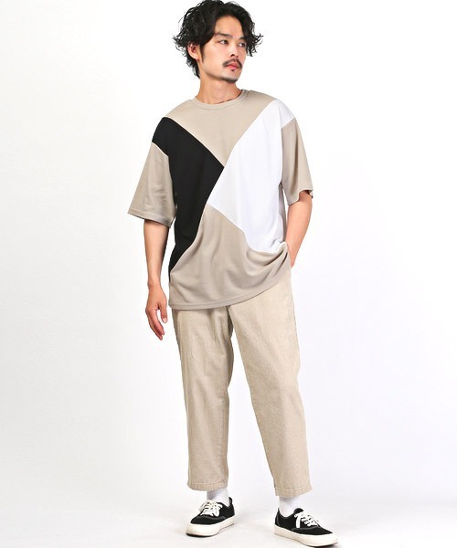 LUXSTYLE(ラグスタイル)の「ポンチ切替半袖ビッグTシャツ(Tシャツ/カットソー・メンズ・C/A・M/L)」の6枚目の写真