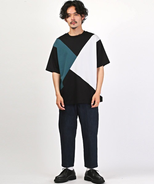LUXSTYLE(ラグスタイル)の「ポンチ切替半袖ビッグTシャツ(Tシャツ/カットソー・メンズ・C/A・M/L)」の7枚目の写真