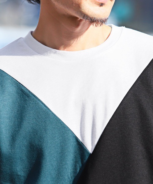 LUXSTYLE(ラグスタイル)の「ポンチ切替半袖ビッグTシャツ(Tシャツ/カットソー・メンズ・C/A・M/L)」の11枚目の写真