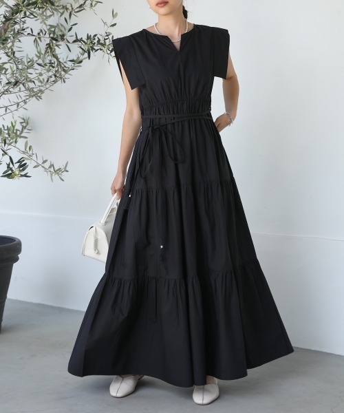 Bab(バブ)の「【低身長向けサイズあり】スキッパーティアードワンピース(ワンピース・レディース・グリーン/ブラック/ホワイト系その他・S/M)」の19枚目の写真