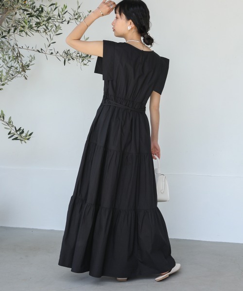 Bab(バブ)の「【低身長向けサイズあり】スキッパーティアードワンピース(ワンピース・レディース・グリーン/ブラック/ホワイト系その他・S/M)」の20枚目の写真