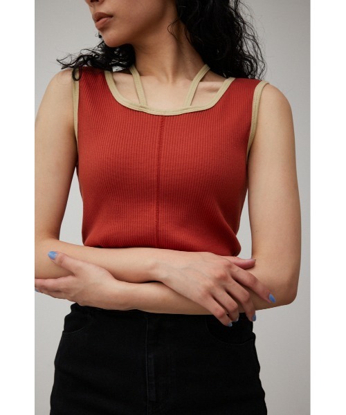 AZUL by moussy(アズールバイマウジー)の「STRING ARRANGEMENT TANK TOP/ストリングアレンジメントタンクトップ(タンクトップ・レディース・ブラック/ライトベージュ/ダークオレンジ・SMALL/MEDIUM)」の3枚目の写真