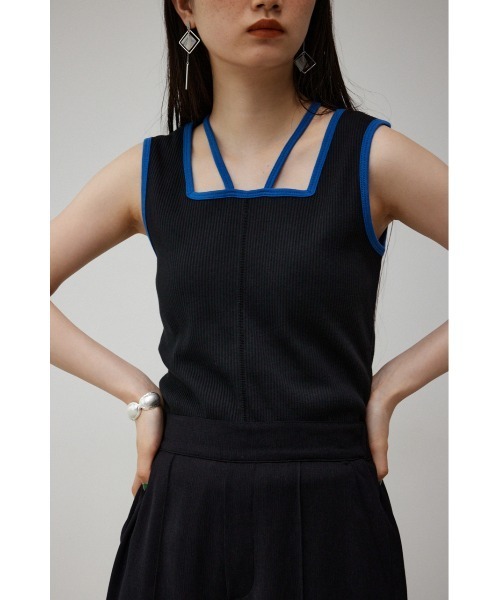 AZUL by moussy(アズールバイマウジー)の「STRING ARRANGEMENT TANK TOP/ストリングアレンジメントタンクトップ(タンクトップ・レディース・ブラック/ライトベージュ/ダークオレンジ・SMALL/MEDIUM)」の2枚目の写真